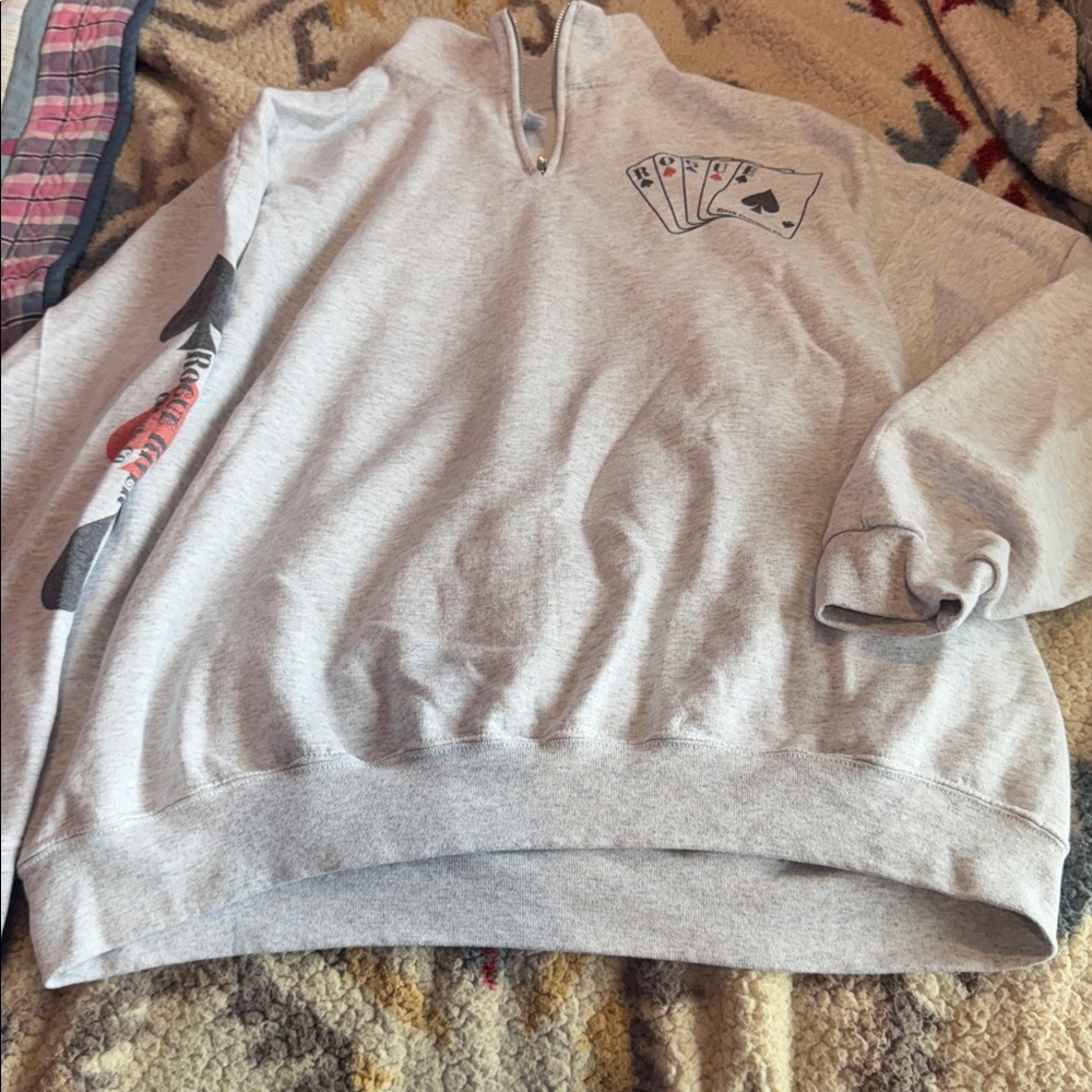 Gray Sweatshirt with Playing Card Design